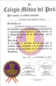 Certificado de Colegiatura